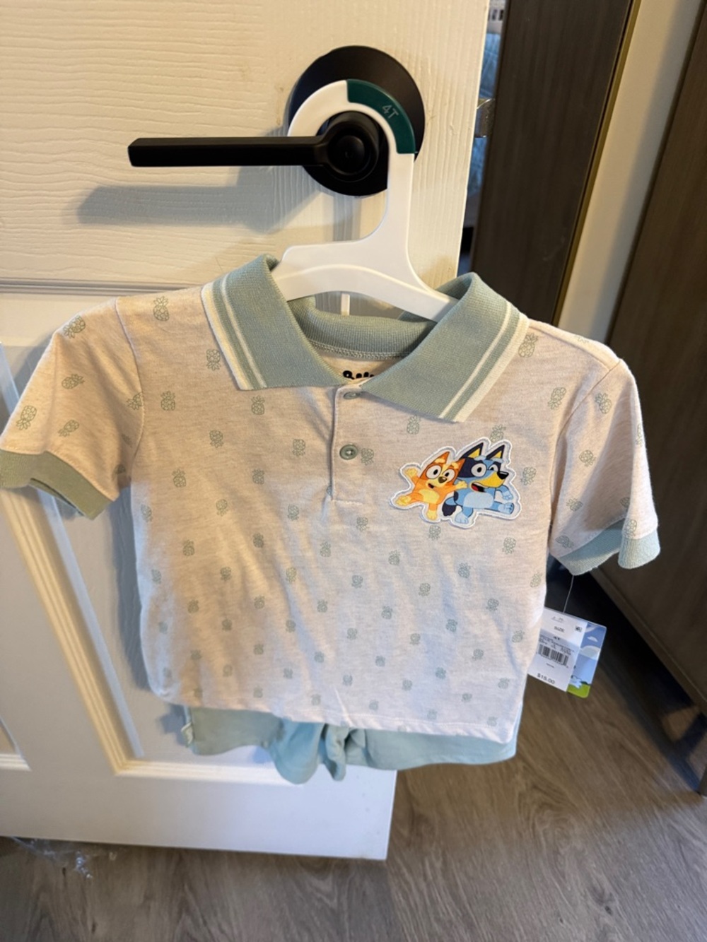 Bluey 4T shorts and collared shirt